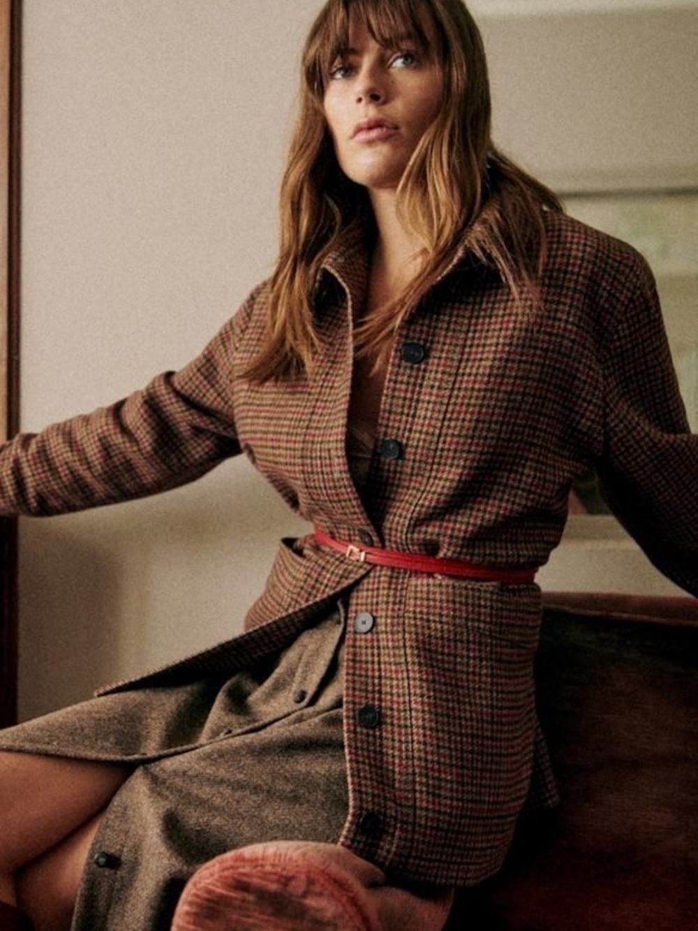 Sezane Will Jacket in Multicolored Houndstooth XS